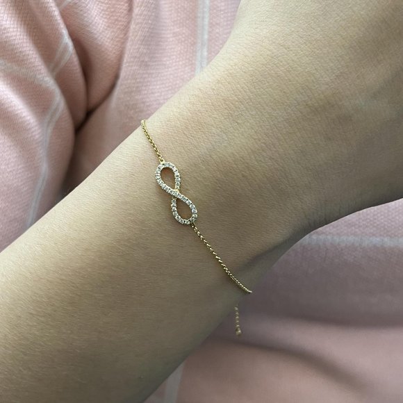 Rachel Koen Diamond Infinity Ladies Bracelet 18K Yellow Gold 0.25cttw